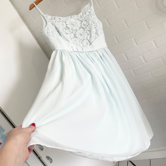 Ted Baker London Mini Dress Formal Gown Lace Flowy Bow Preppy Coquette Retro M - Picture 15 of 16